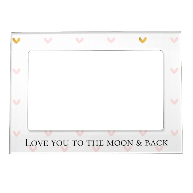 White Gold Blush Pink Hearts Magnetic Frame (Front)