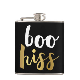 White & Gold Boo Hiss Flask