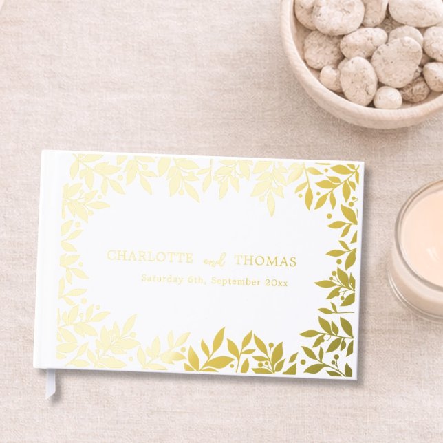 White gold botanical wedding  foil guest book  (Creator Uploaded)