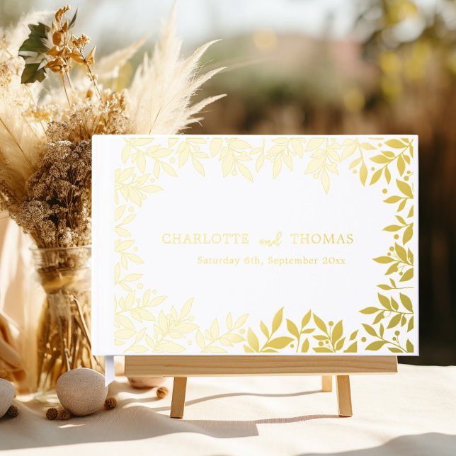 White gold botanical wedding  foil guest book  (Creator Uploaded)