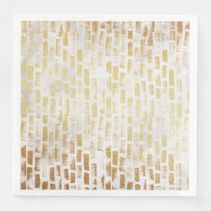 White Gold Brick Wall Pattern Party Paper Napkin