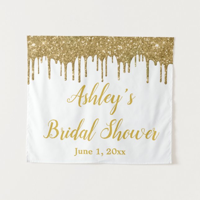 White Gold Bridal Shower Backdrop Photo Booth Prop (Front (Horizontal))