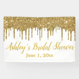 White Gold Bridal Shower Backdrop Photo Booth Prop Banner
