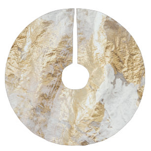 White-gold brush painted texture. brushed polyester tree skirt
