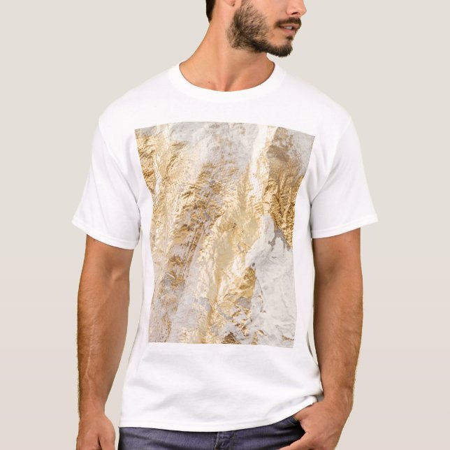 White-gold brush painted texture. T-Shirt (Front)