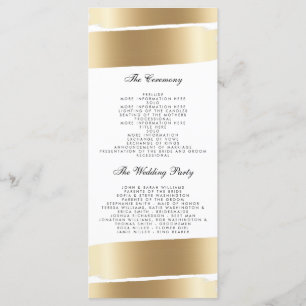 White & Gold Brush Stroke Wedding Program