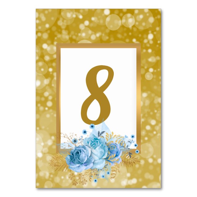White Gold Bubbles Bouquet Glitter TABLE NUMBER (Front)