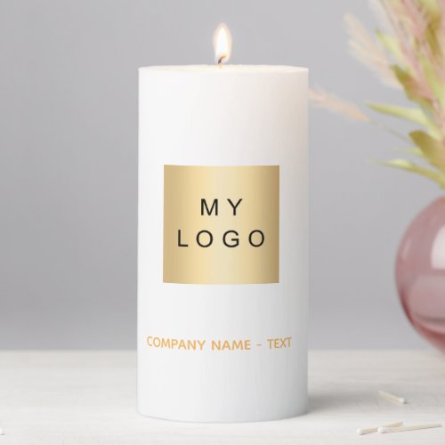 White gold business company logo text pillar candle