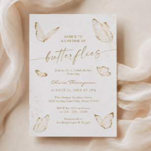 White Gold Butterfly Bridal Shower Invitation