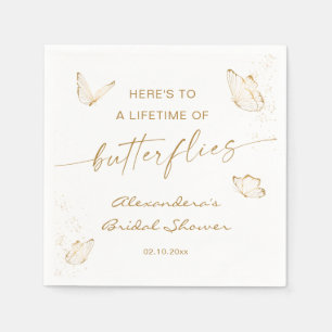 White Gold Butterfly Bridal Shower  Napkins
