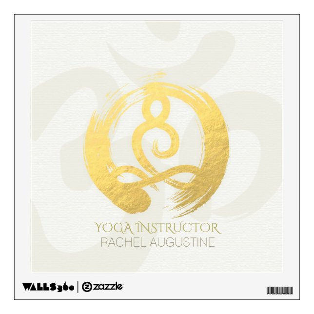 White Gold Calligraphy Yoga Meditation ZEN OM Sign Wall Decal (Front)