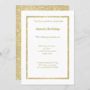 WHITE GOLD CHEVRON TRIM ALL OCASSION INVITATION
