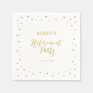 White & Gold   Chic Confetti Retirement Party Napkins