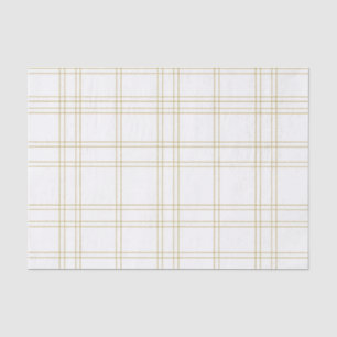 White & Gold Chic Fashion Plaid Pattern Print Tissue Paper
