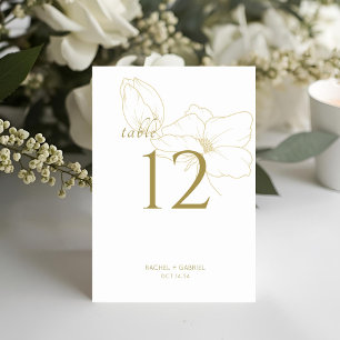 White & Gold   Chic Modern Floral Wedding  Table Number