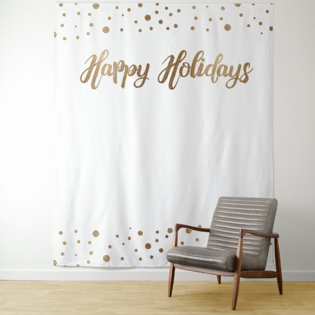 White Gold Christmas Holiday Photo Backdrop (In Situ)