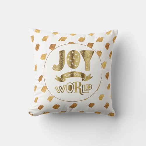 White Gold  Christmas Joy to the World Throw Pillow