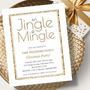 White & Gold Christmas Party Budget Invitation