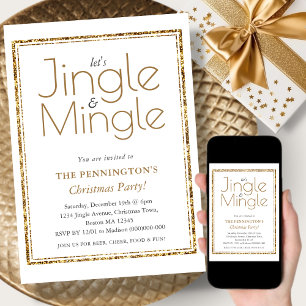 White & Gold Christmas Party Invitation