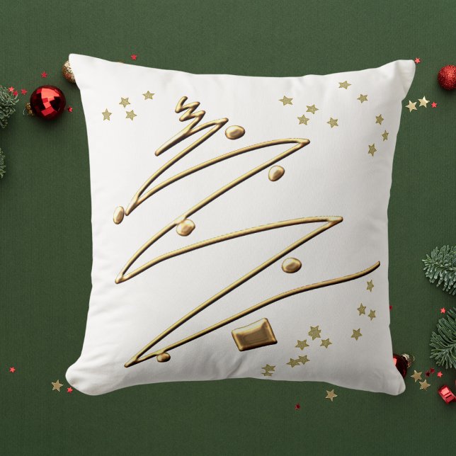 White & Gold Christmas Tree Throw Pillow (White & Gold Christmas Tree Throw Pillow)