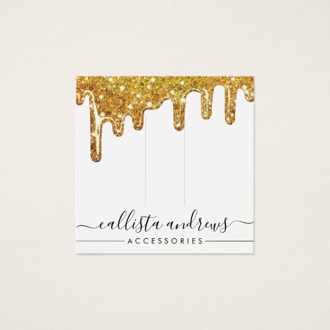 White Gold Chunky Glitter Drips Hair Clip Display (Front)