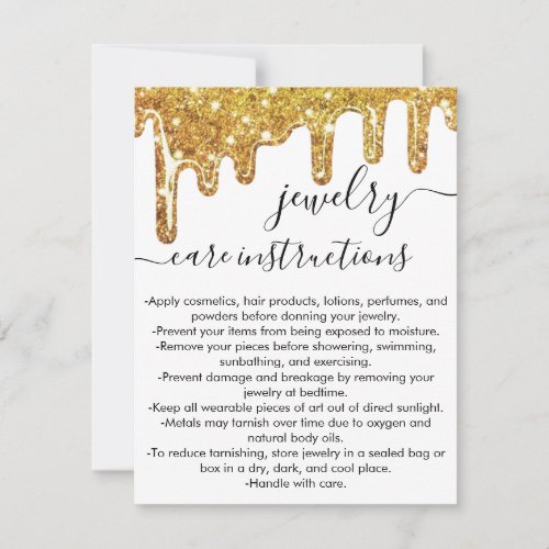 White Gold Chunky Glitter Drips Jewelry Care Card