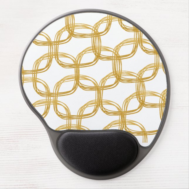 White Gold Circles Modern Trendy Pattern Chic Glam Gel Mouse Pad (Front)