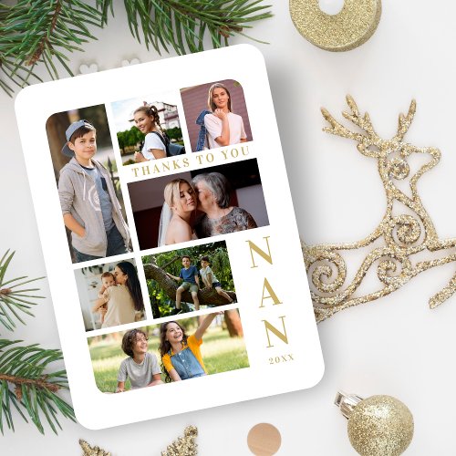 White  Gold Classic 7 Multi Photos Collage Family Magnet