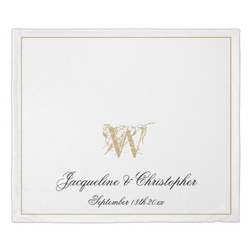 White Gold Classy Monogram Names Newlywed Wedding 