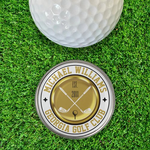 White  Gold Coin Golf Club Golf Ball Marker