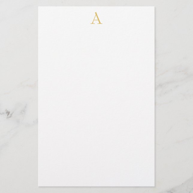 White Gold Color Monogram Professional Stationery (Front)
