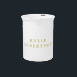 White & Gold Colors Professional Trendy Plain Beverage Pitcher<br><div class="desc">Represent yourself with this modern,  elegant design. This template can be customized to meet all professional occupations.</div>