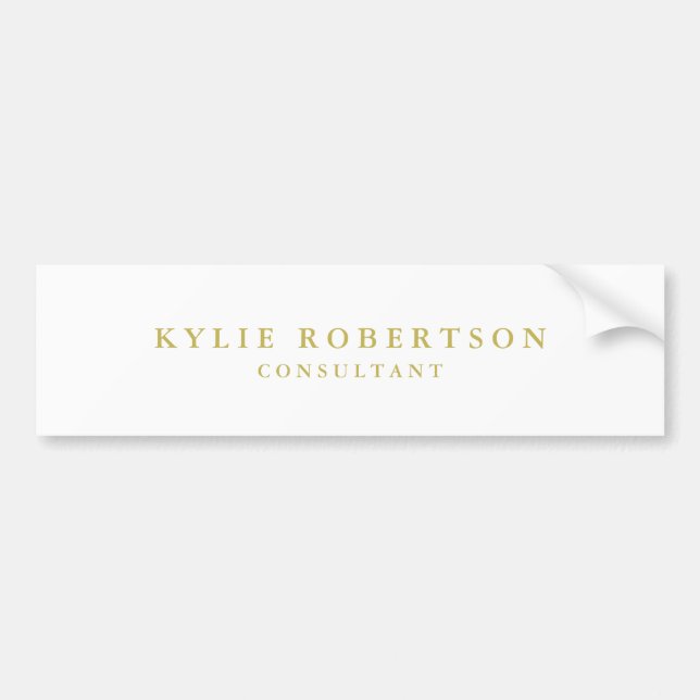 White & Gold Colors Professional Trendy Plain Bumper Sticker (Front)
