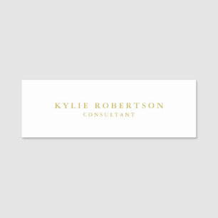 White & Gold Colors Professional Trendy Plain Name Tag