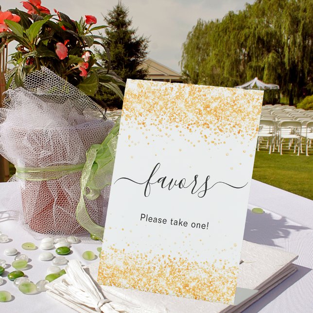 White gold confetti favors sign (Creator Uploaded)