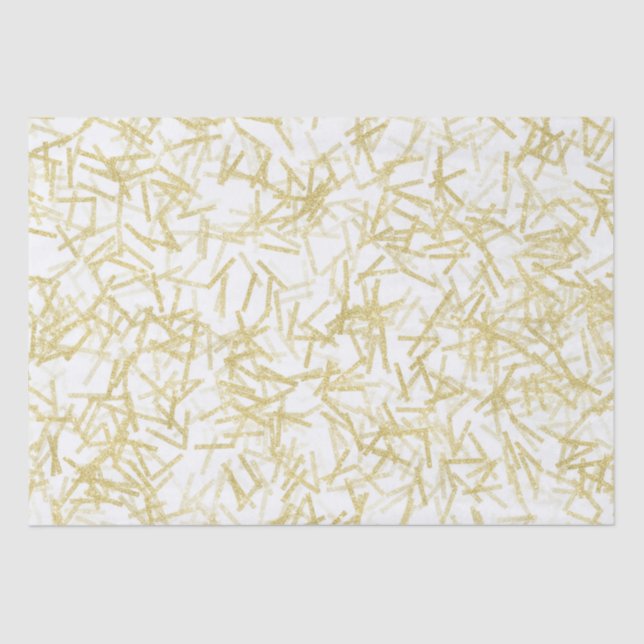 White Gold Confetti Music Notes Birthday Tissue Paper (Front)