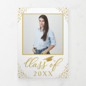 White Gold Confetti Photo Graduation Announcement  (Cover)
