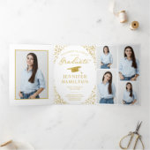 White Gold Confetti Photo Graduation Announcement  (Inside)