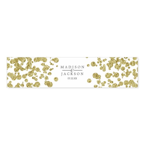 White  Gold Confetti Wedding Monogram Napkin Bands