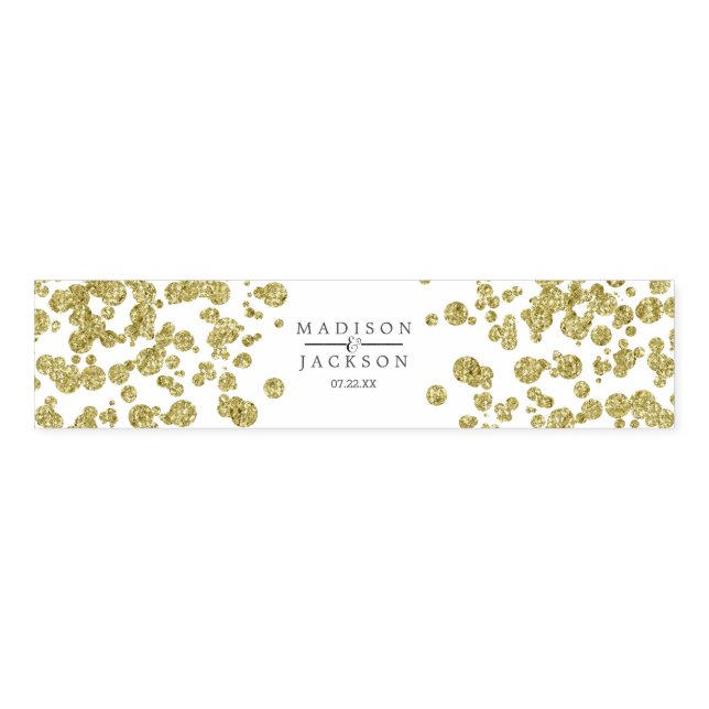 White & Gold Confetti Wedding Monogram Napkin Bands (Unfolded)