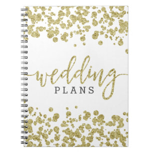 White & Gold Confetti Wedding Planner Notebook