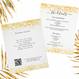 White gold confetti wedding program details QR Flyer