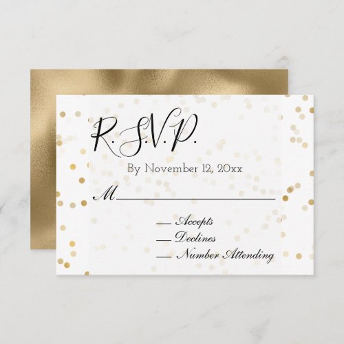 White Gold Confetti Wedding RSVP Enclosure Card