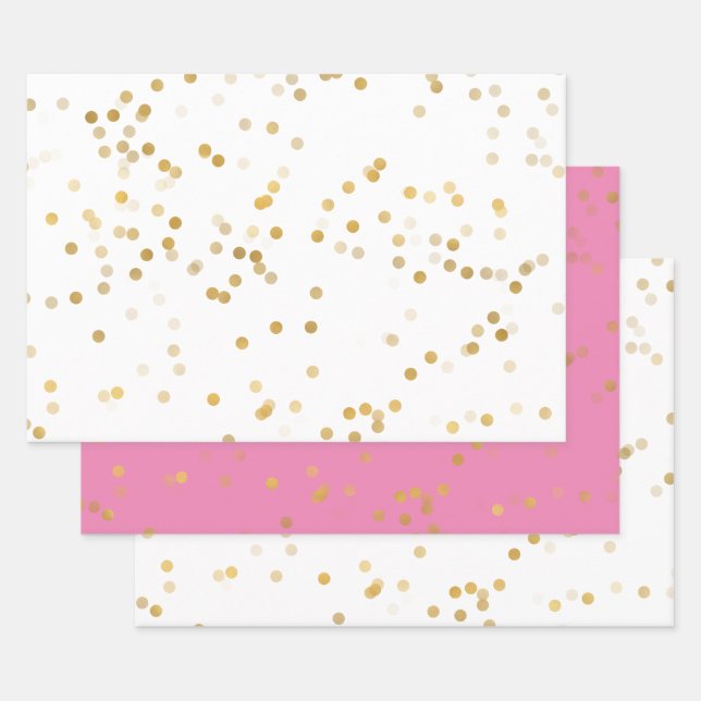 White Gold Confetti Wrapping Paper Sheets (Set)