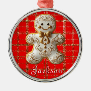 White & Gold Cookie Metal Ornament