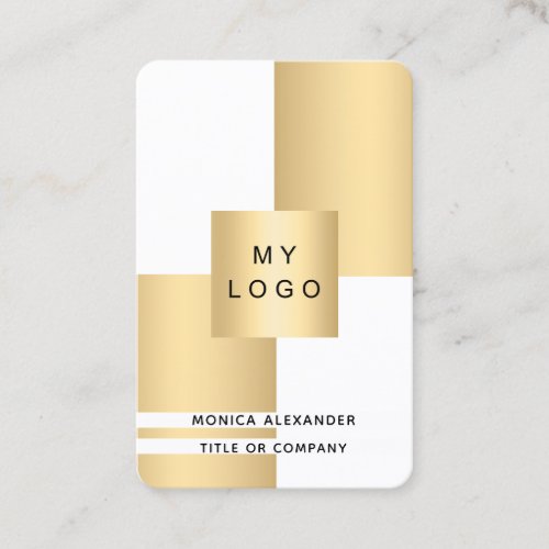 White gold corporate logo QR code professional Business Card