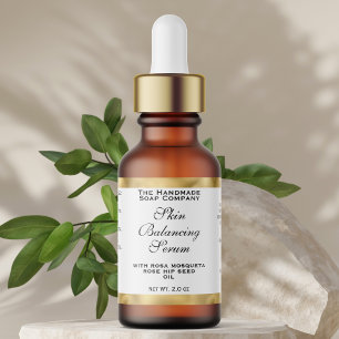 White & Gold Cosmetics Small Dropper Bottle Label 