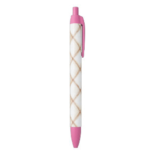 White Gold Cream Stripes Squares Pen