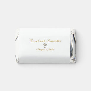 White & Gold Cross Christian  Hershey's Miniatures