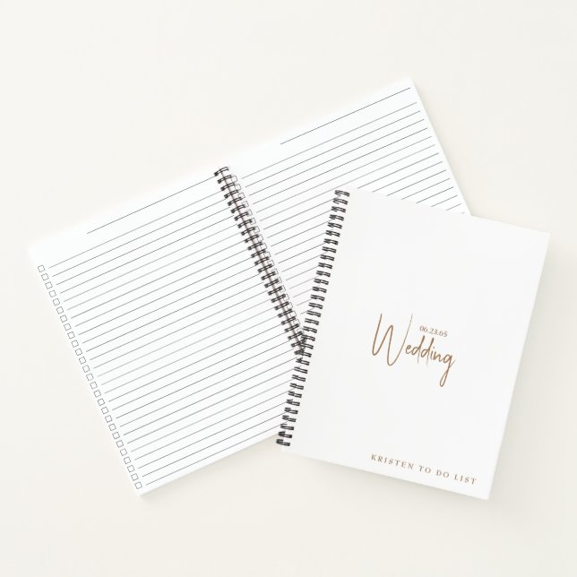 White & Gold Custom Wedding To Do List Checklist Notebook (Inside)